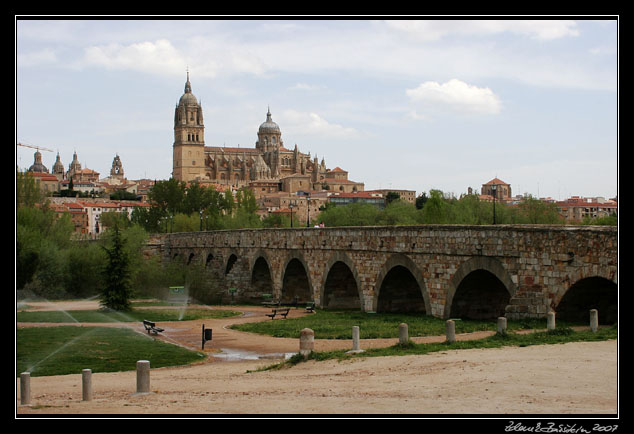 Salamanca, Spain - Puente Romano and the cathedral