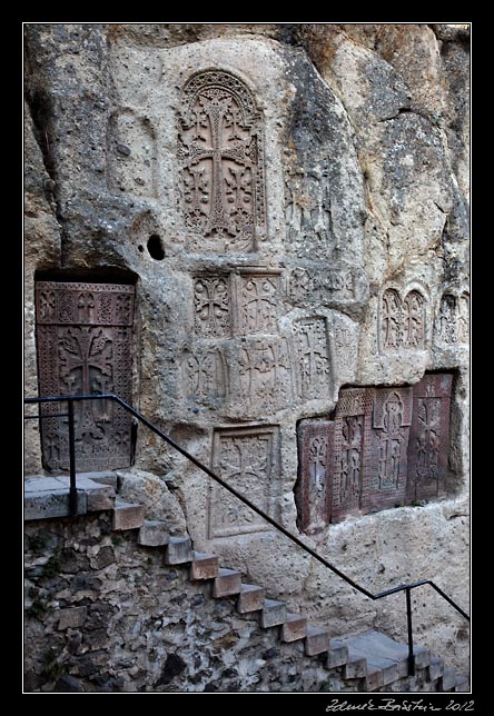 Armenia - Geghard - kachkars hewn in rock