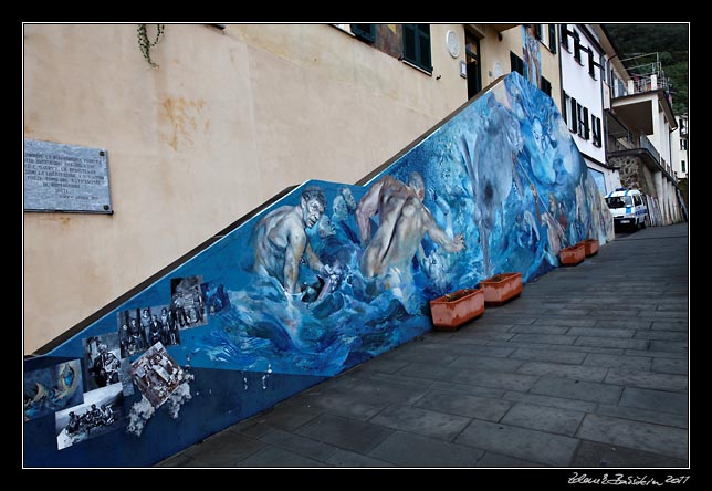 Cinque Terre - Riomaggiore - painting at the town hall