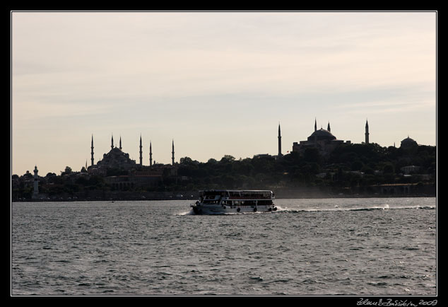 Istanbul - Blue Mosque and Hagia Sophia from Bosporus