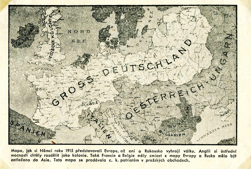 ČS legie v Rusku - poválečná Evropa podle Němců 1915